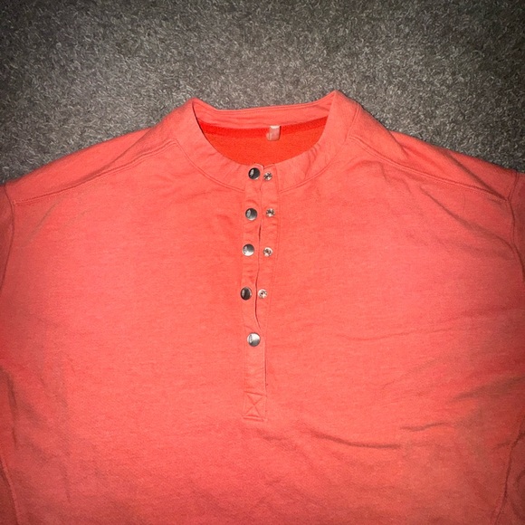 Orange Long Sleeve Henley Shirt - Picture 2 of 3
